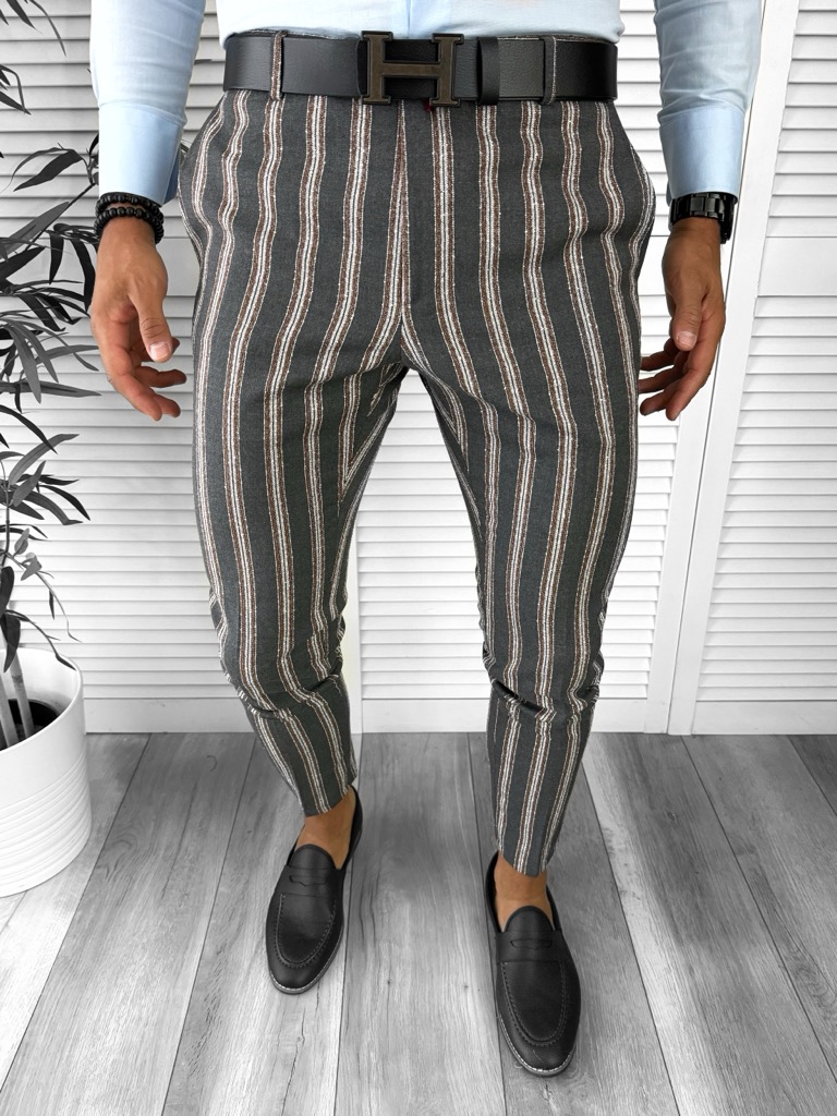 Pantaloni Barbati Eleganti cu Dungi Regular Fit