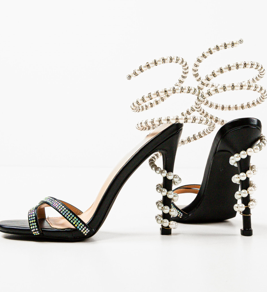 Sandale Hesperos Negre cu Toc Elegant - imagine 6
