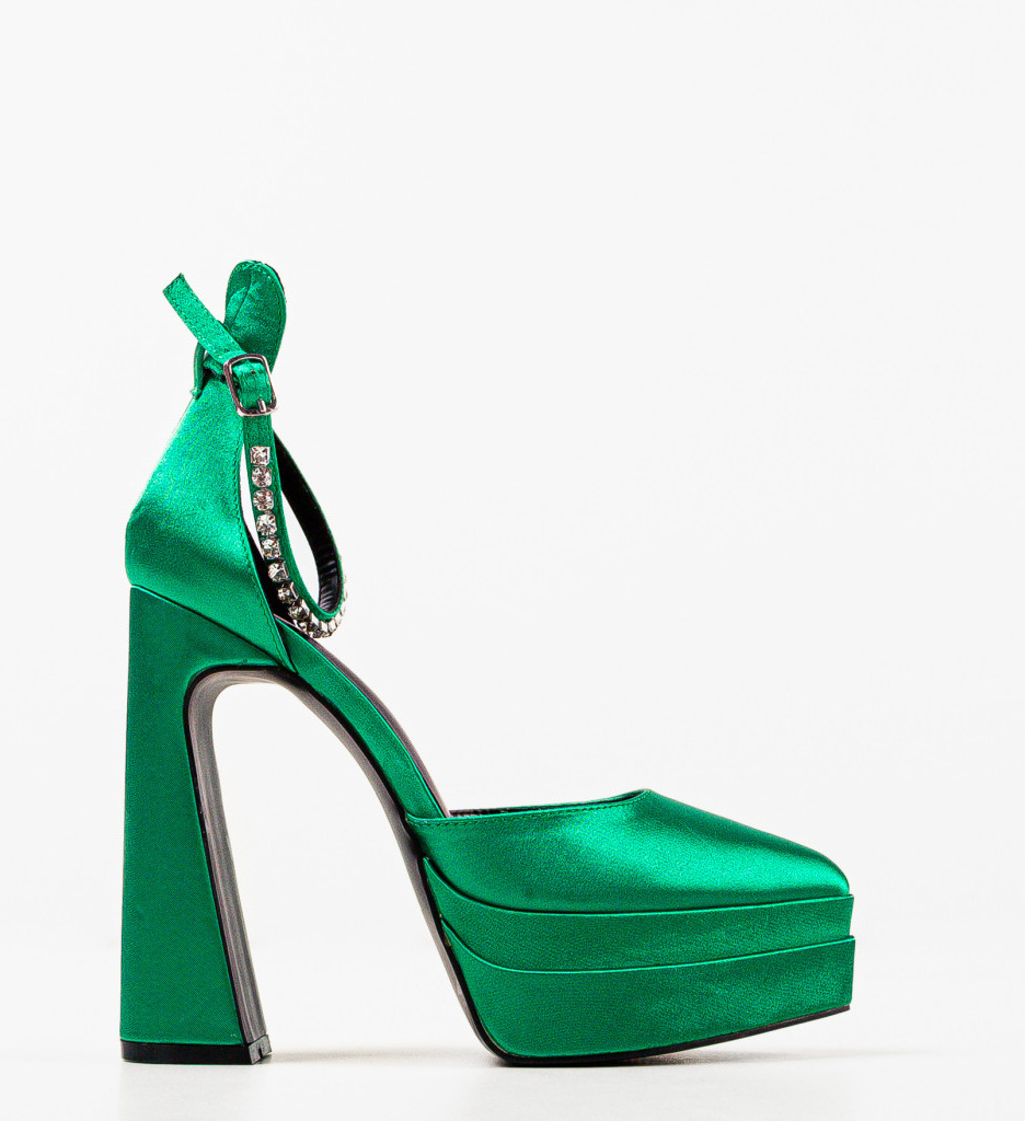 Pantofi Baldwin Verzi Eleganți cu Toc - imagine 4