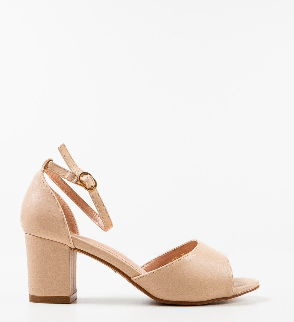 Sandale Toc Bride Bej Elegante - imagine 2