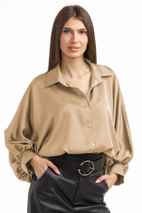 Cămăși Satin Elegante Maneci Bufante - Shopika