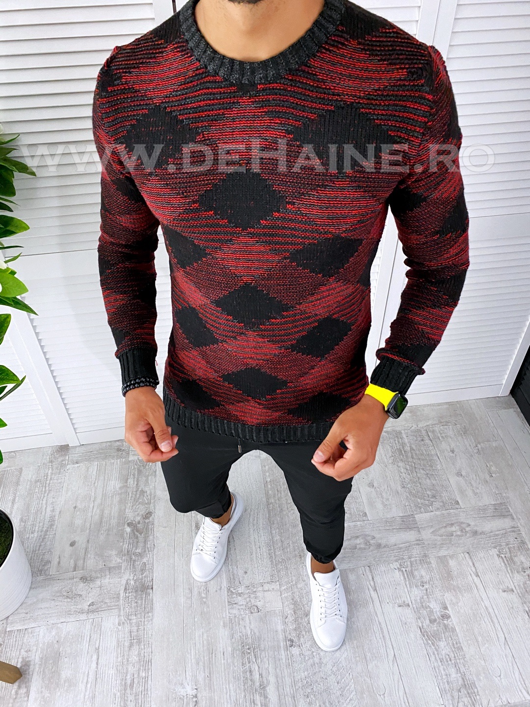 Pulover Barbati Gros Negru Slim Fit T3635
