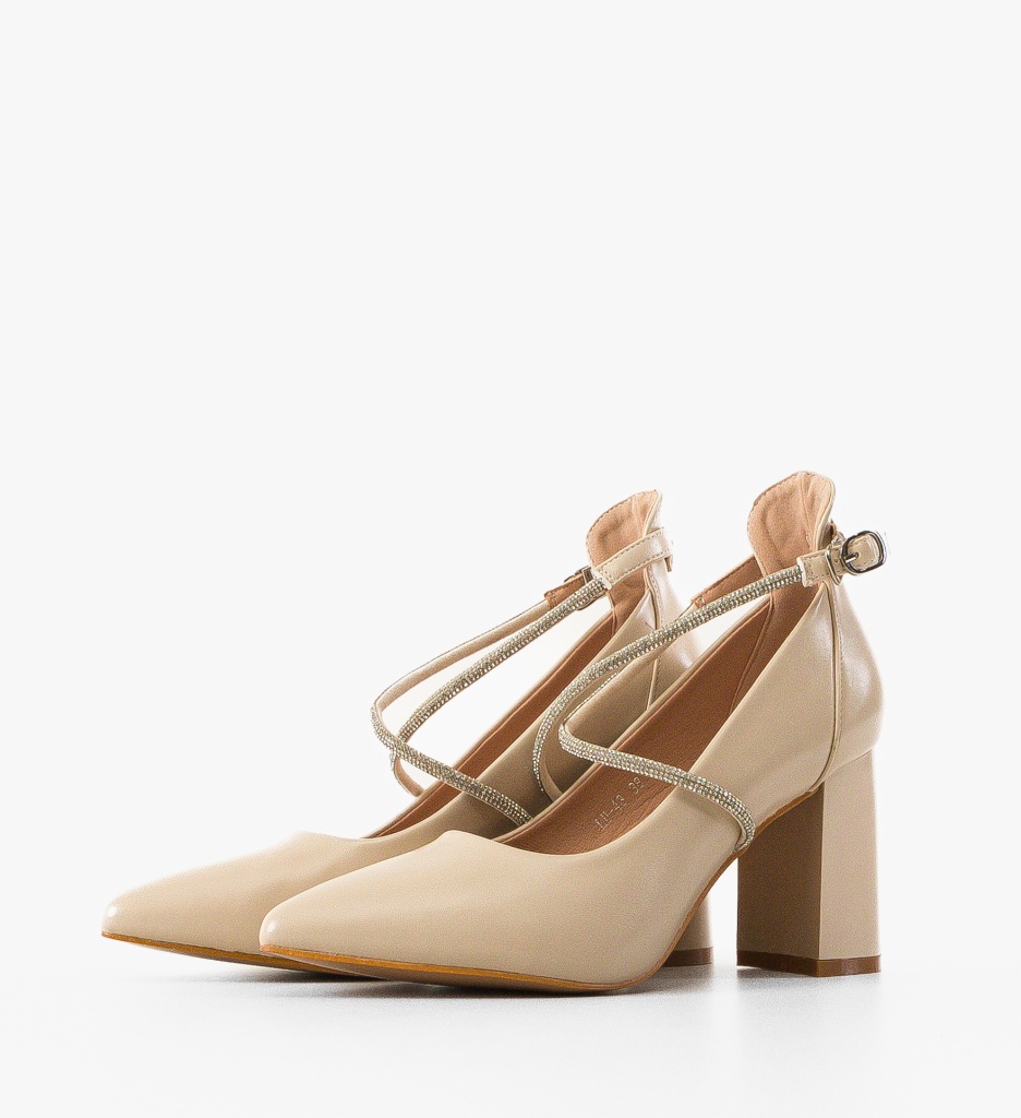 Pantofi dama Lease Bej eleganți - imagine 3