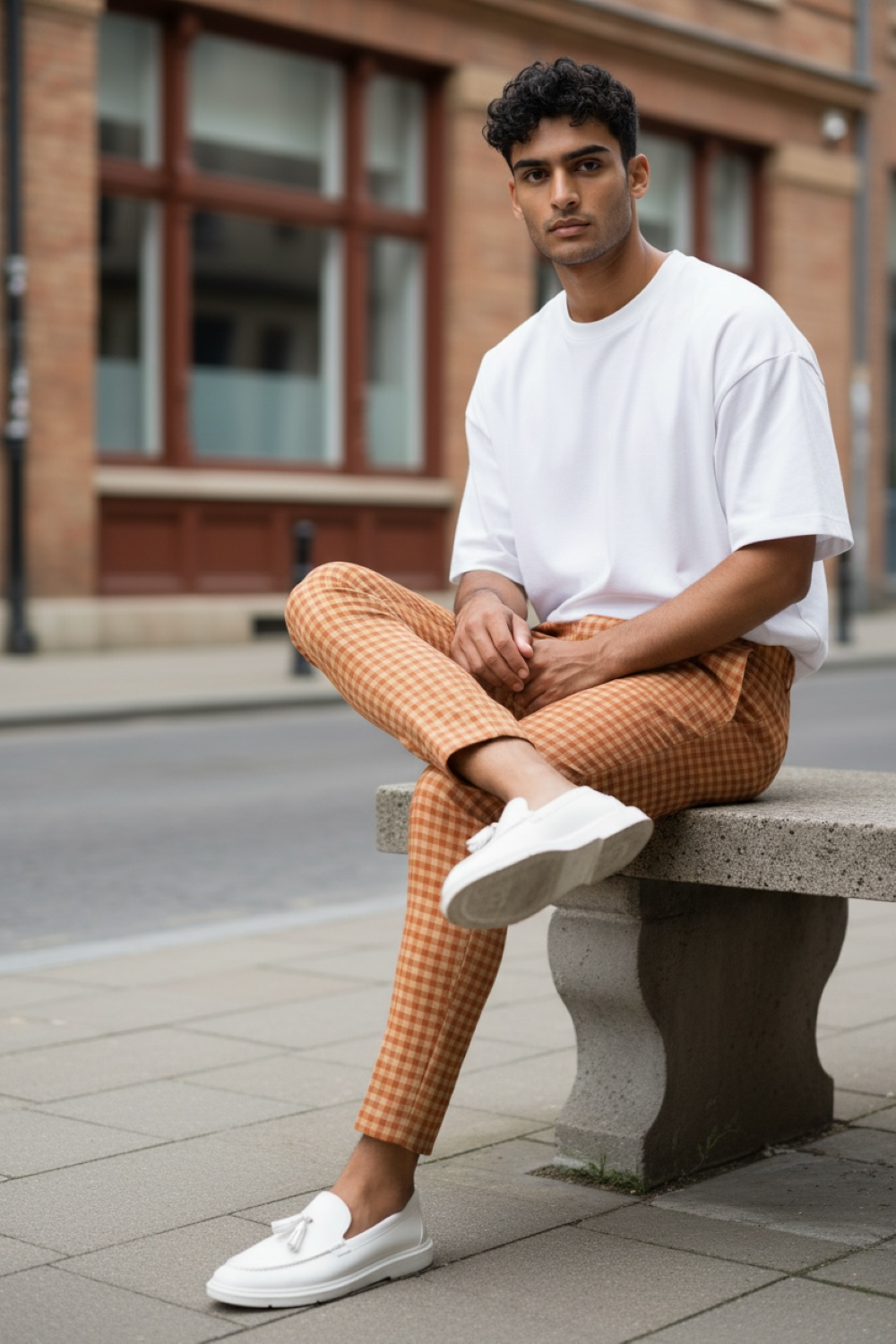 Pantaloni barbati casual carouri bumbac 100% - imagine 2