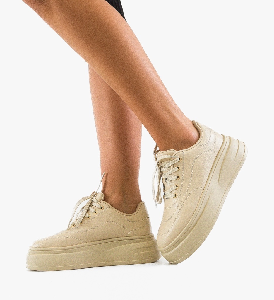 Sneakers Dama Bygdan Bej - Confort Urban - imagine 5