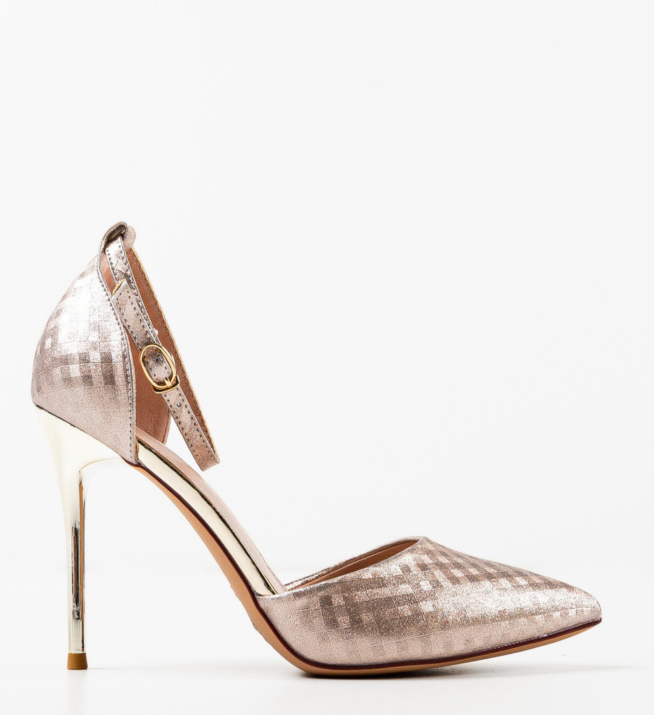 Pantofi Dama Christina Aurii cu Toc Elegant - imagine 5