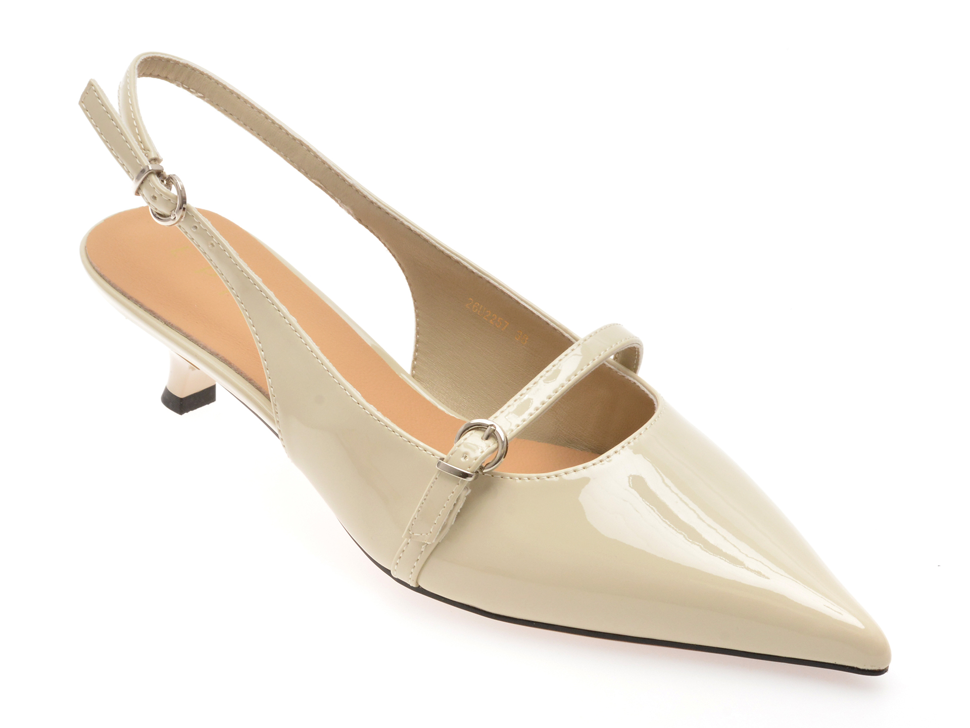 Pantofi Epica lacuita bej eleganti