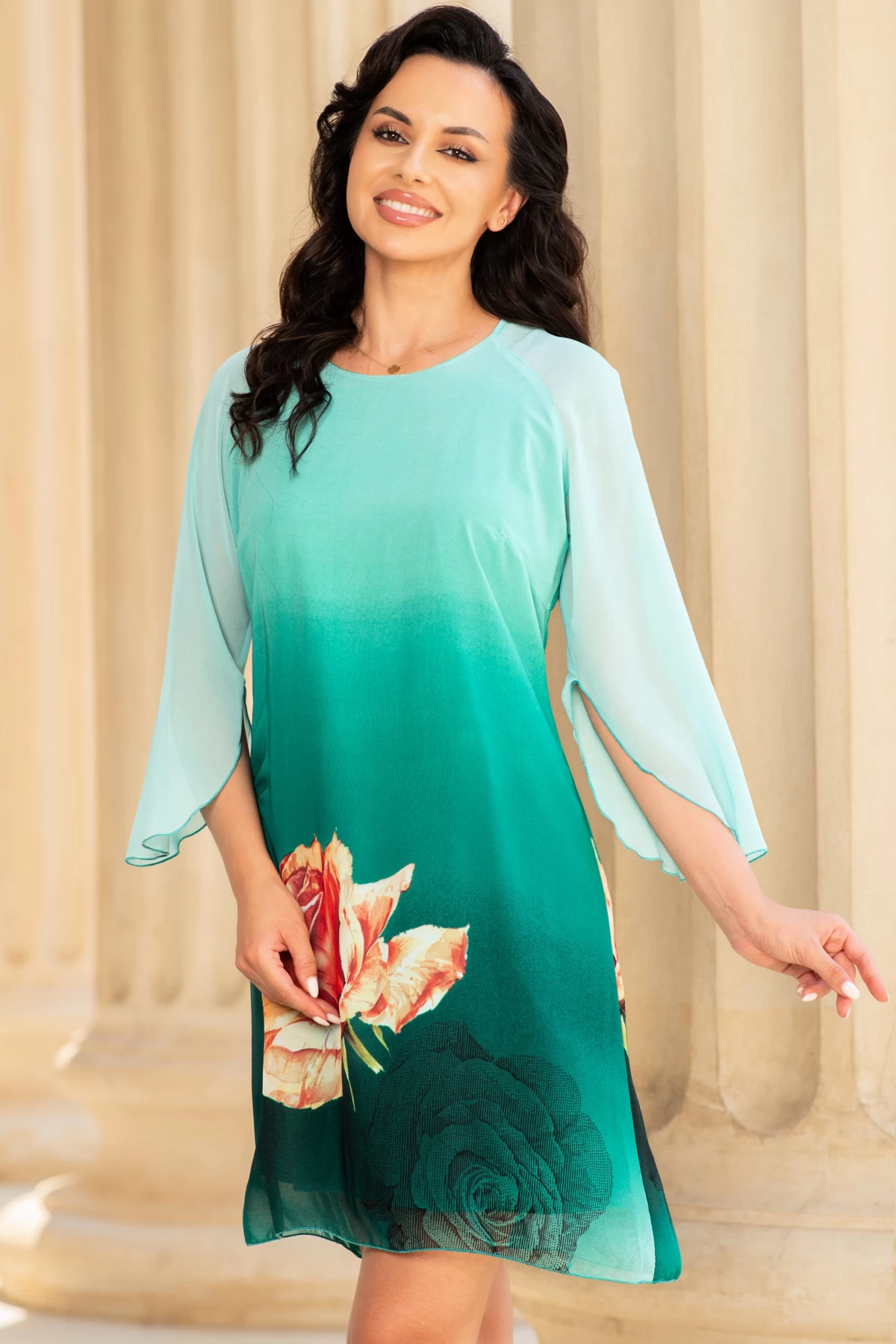 Rochie de zi verde din voal Serenity
