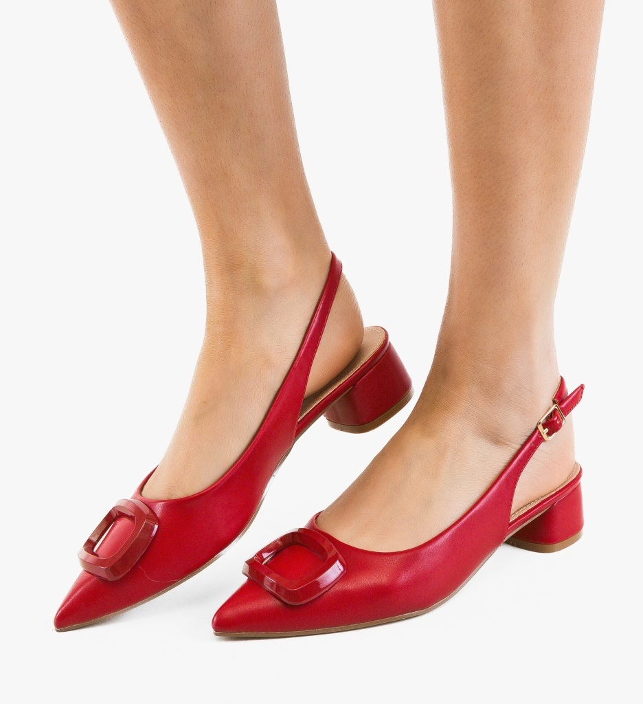 Pantofi Dama Olenna Rosii Eleganți cu Toc