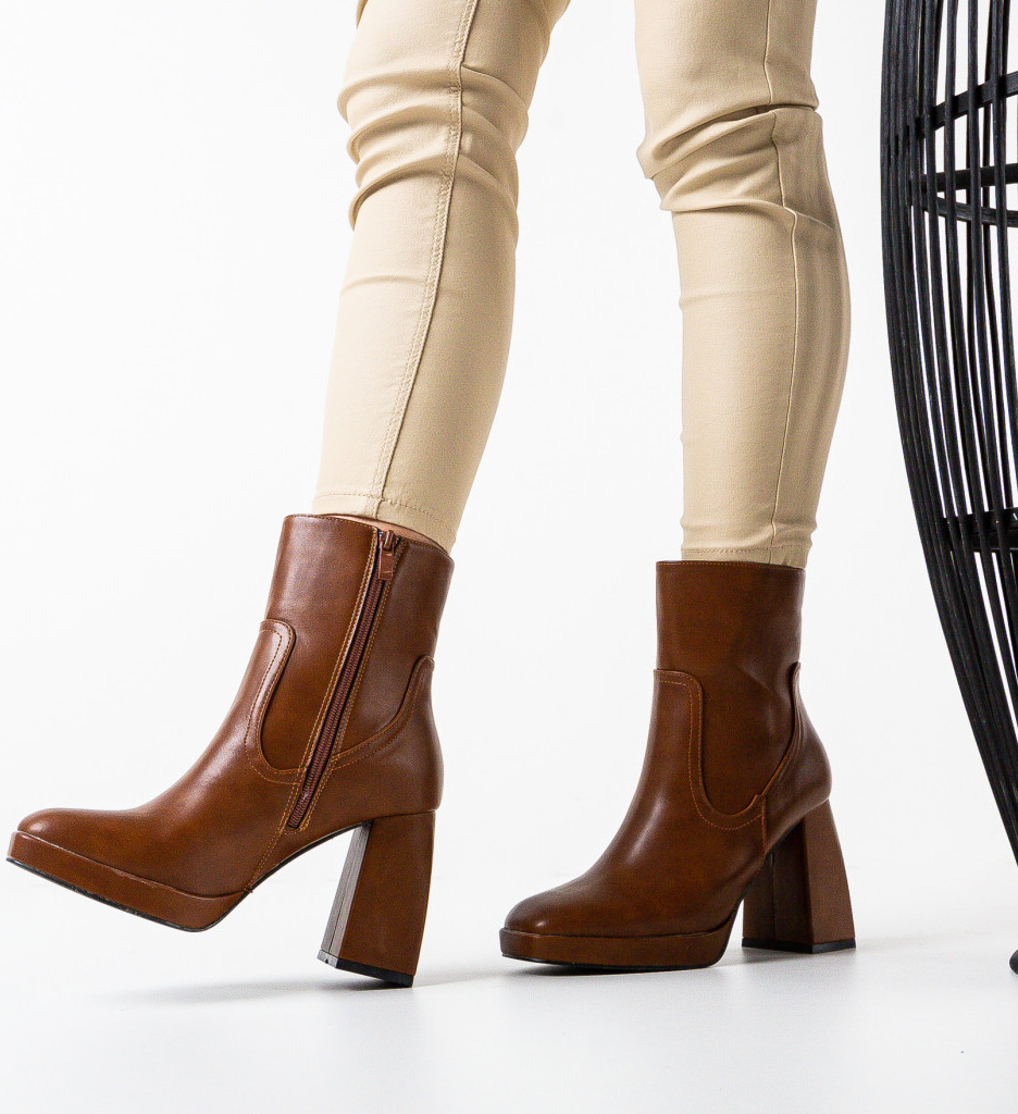 Botine Dama Nevin Camel - Eleganță și Stil - imagine 3