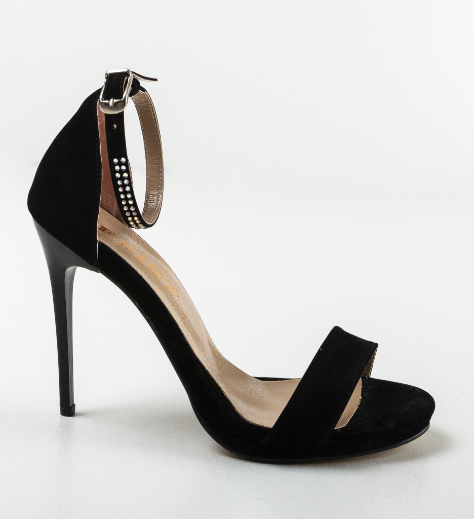Sandale Halkim Negri cu Toc Elegant | Halkim - imagine 4