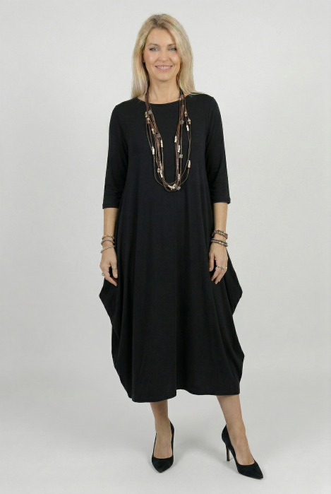Rochie neagra vascoza Shopika | Croiala lejera