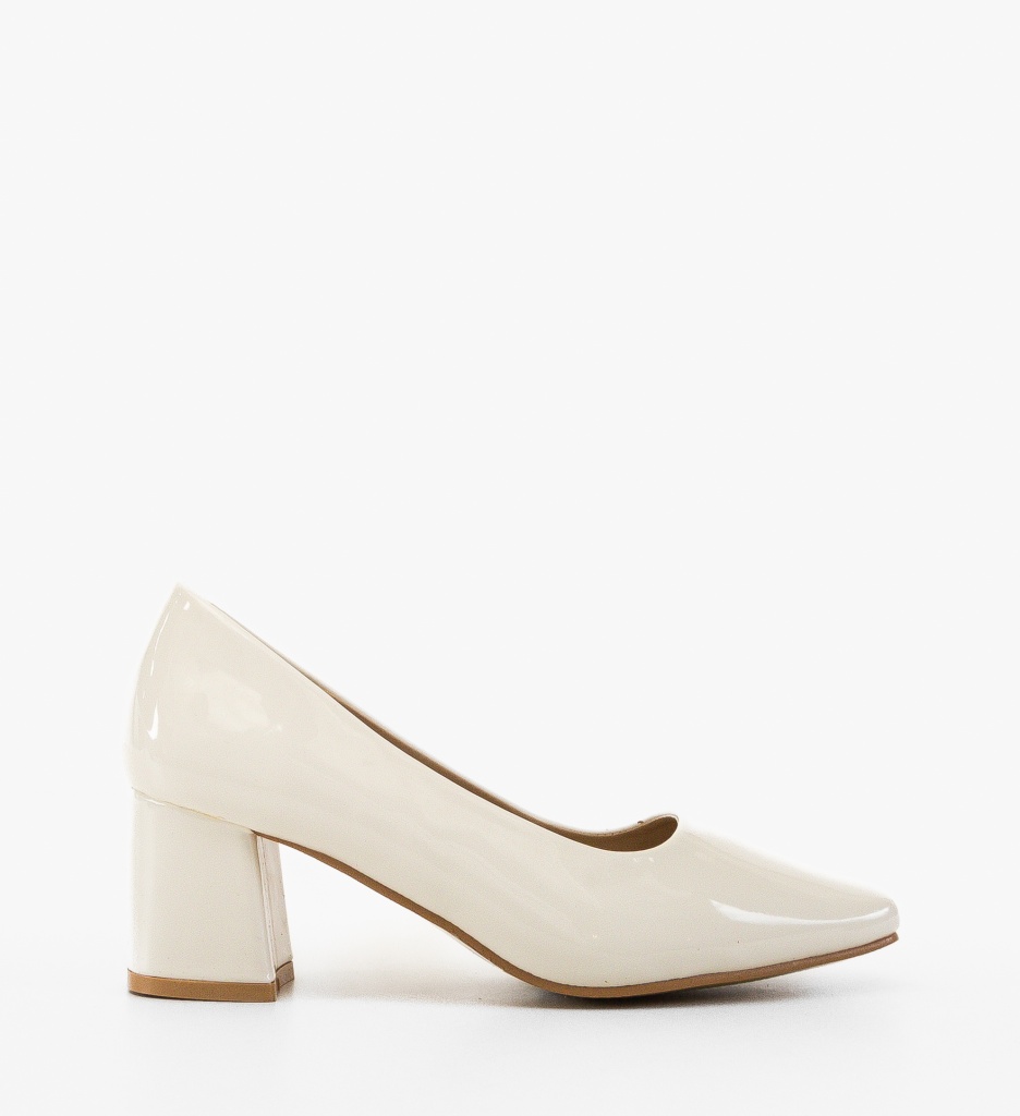Pantofi Dama Nieve Albi cu Toc Eleganți - imagine 4