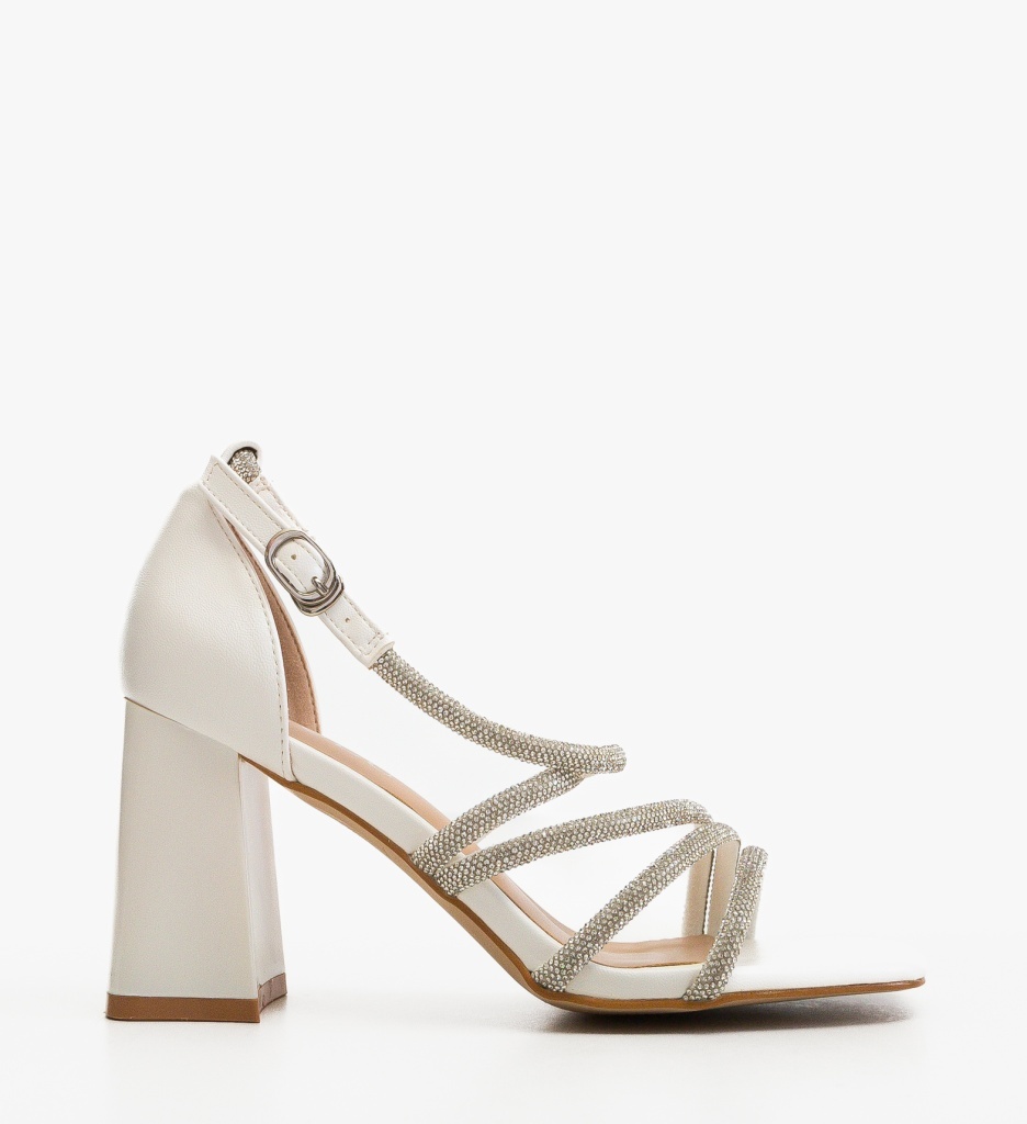 Sandale cu toc Eremia Albe – Eleganță și Stil - imagine 2