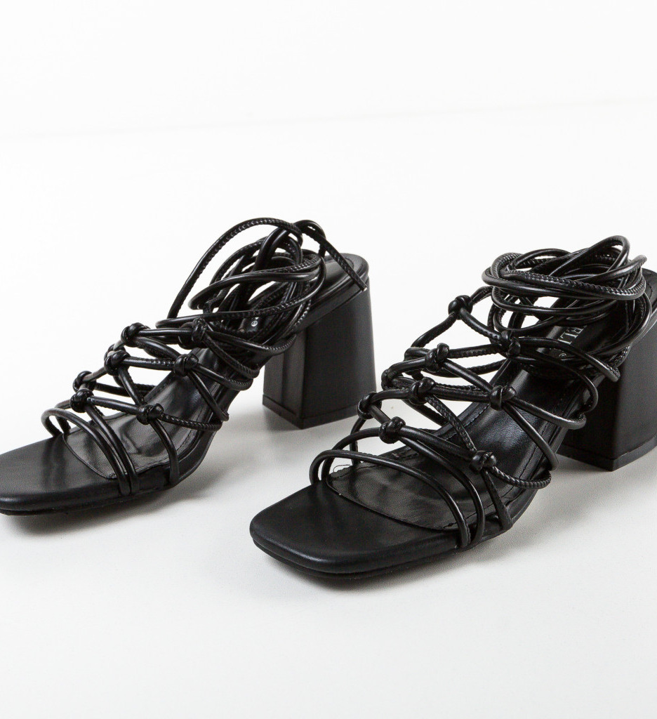 Sandale Vision Negre cu Toc Elegante - imagine 6
