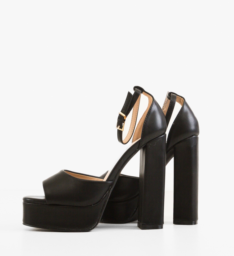 Sandale cu toc Flora Negre | Eleganță și Stil - imagine 5