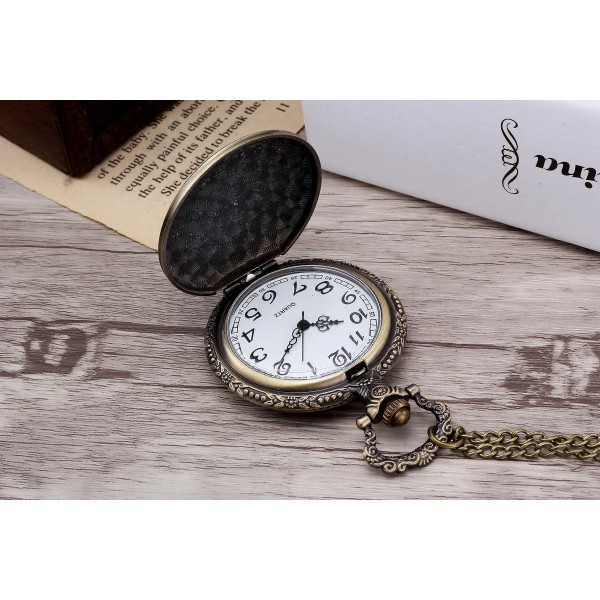 Ceas de buzunar Pava CS644 Retro Vintage cu lant, quartz - imagine 4