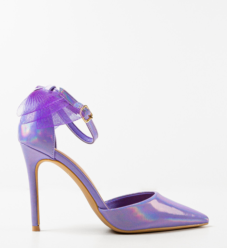 Pantofi dama Serrano Mov eleganți cu toc - imagine 4