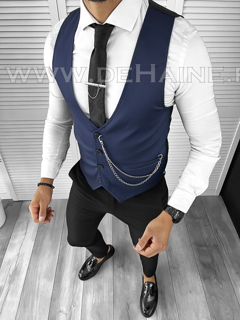 Vesta Barbati Eleganta Slim Fit Bleumarin