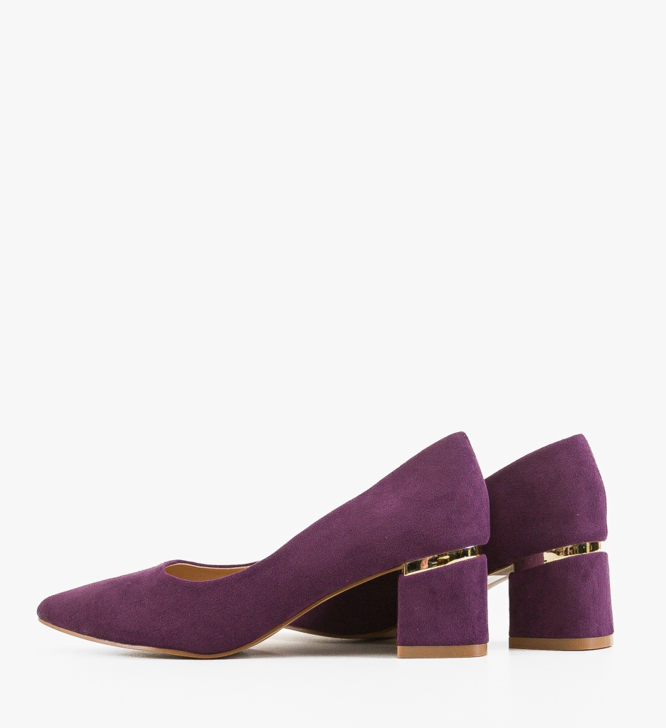 Pantofi dama Hazmelo Mov cu toc elegant - imagine 6