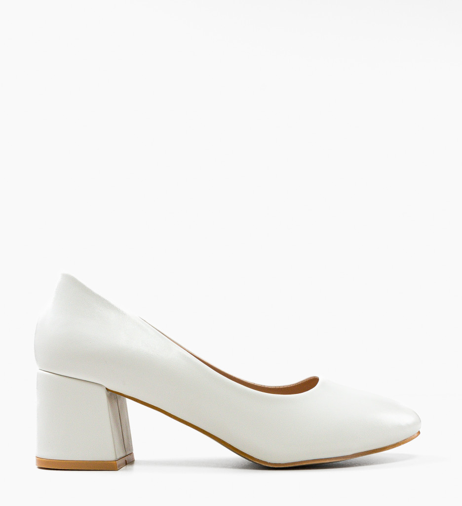 Pantofi Dama Cobb Albi cu Toc Eleganți - imagine 5