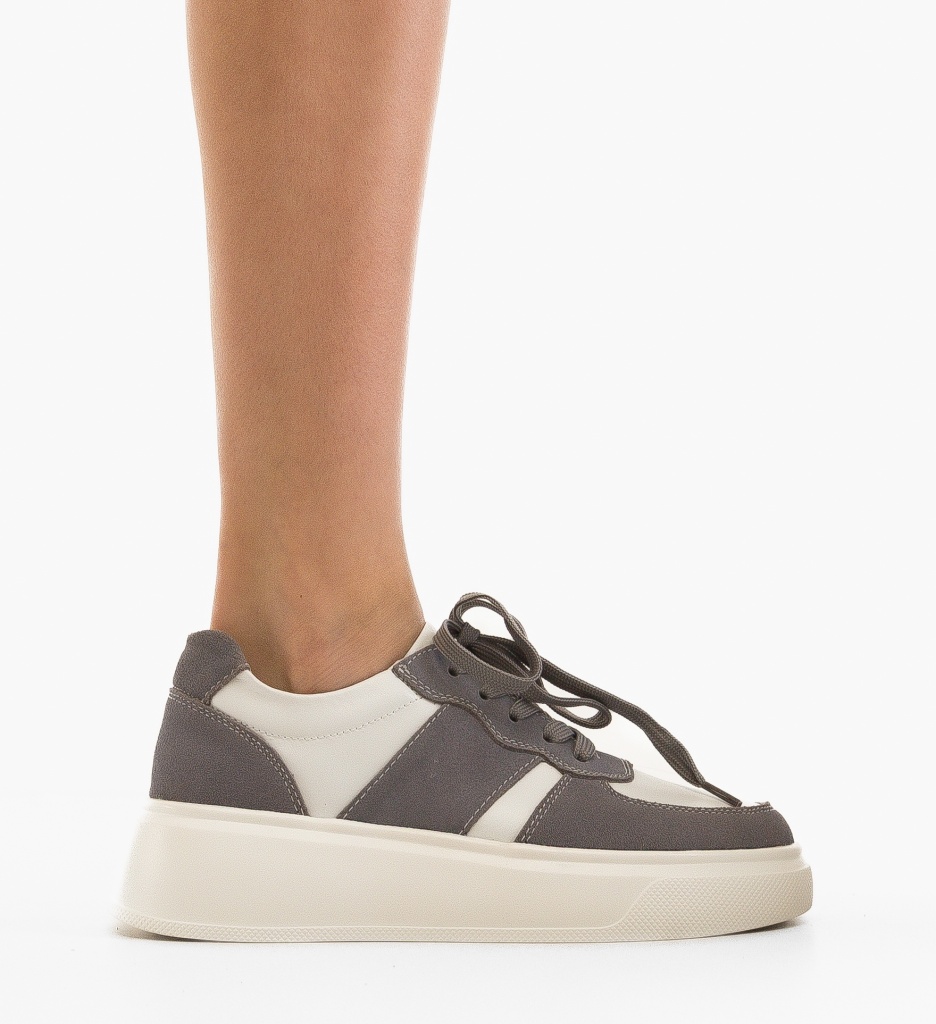 Sneakers Miriam Gri din Piele | Confort & Stil - imagine 6
