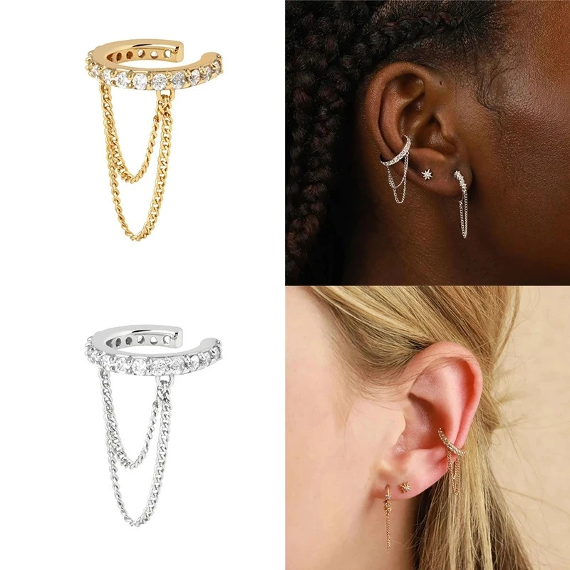 Cercel Ear Cuff Argint 925 Amanda | Model cu Lanț - imagine 2