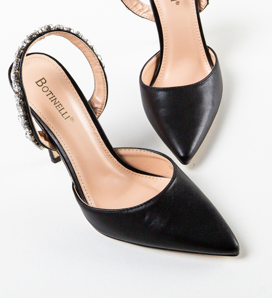 Pantofi Dama Tarwe Negri Eleganți cu Toc - imagine 5