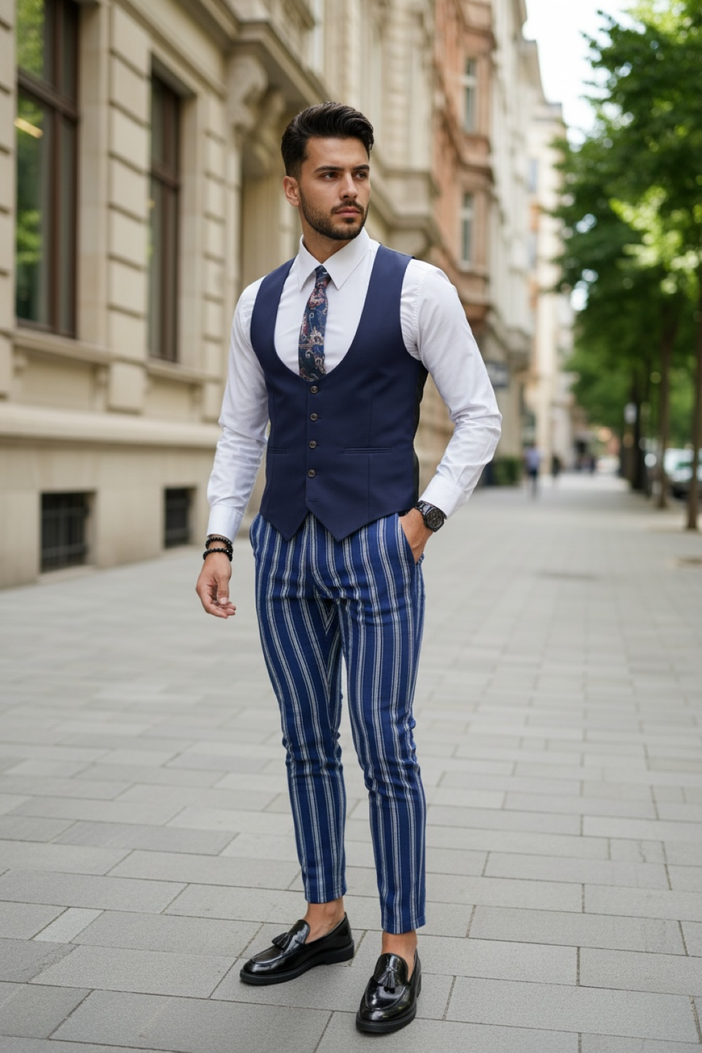 Compleu Barbati Vesta Pantaloni B1604 - Elegant Office - imagine 2