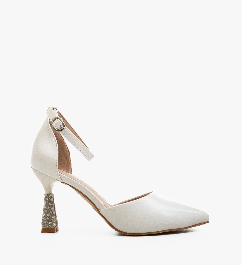 Pantofi Nencia Albi cu Toc Eleganți - imagine 3