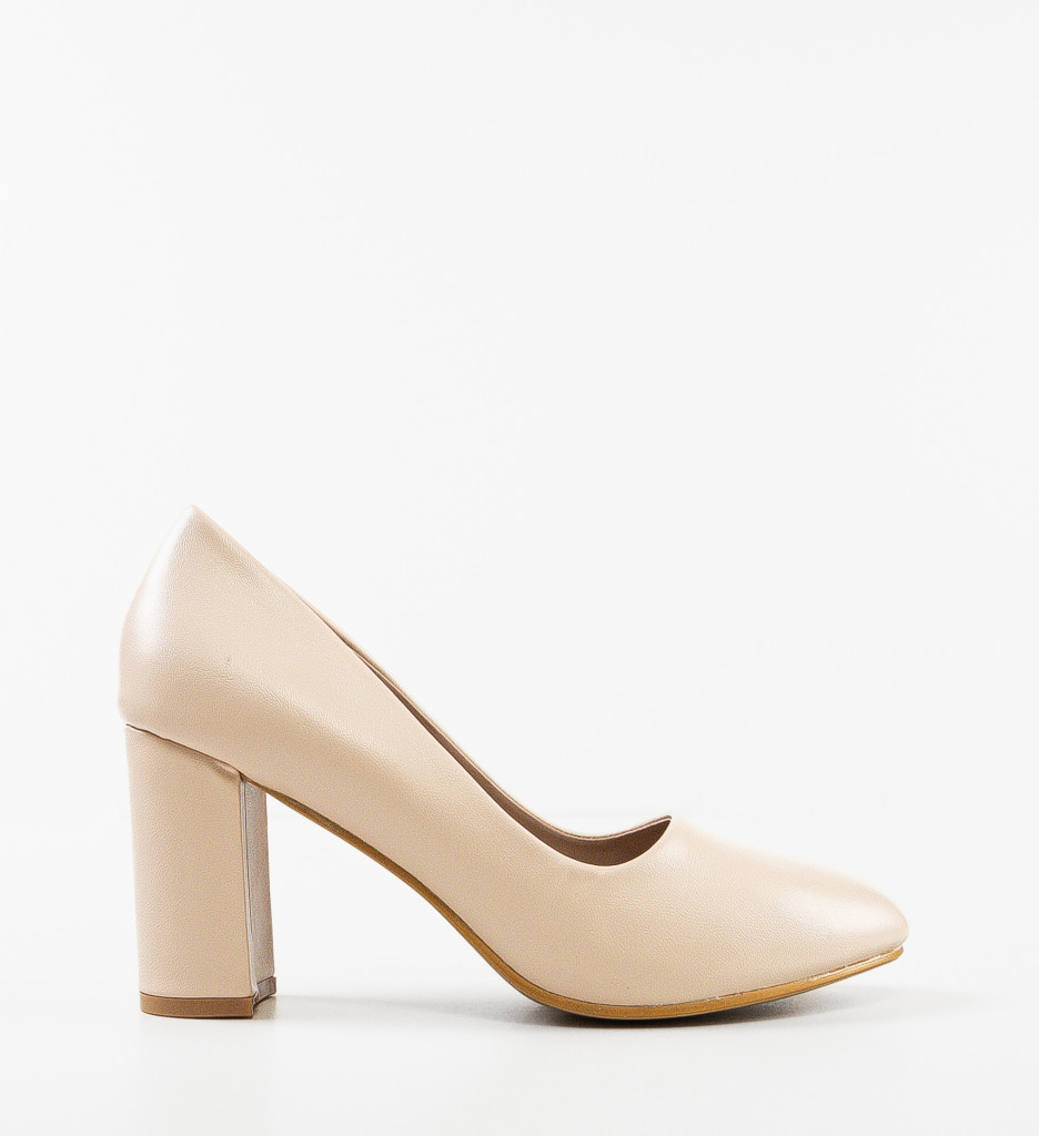 Pantofi dama Lorna Bej cu toc elegant - imagine 7