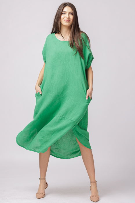 Rochie lalea oversize din in verde | Rosa 99