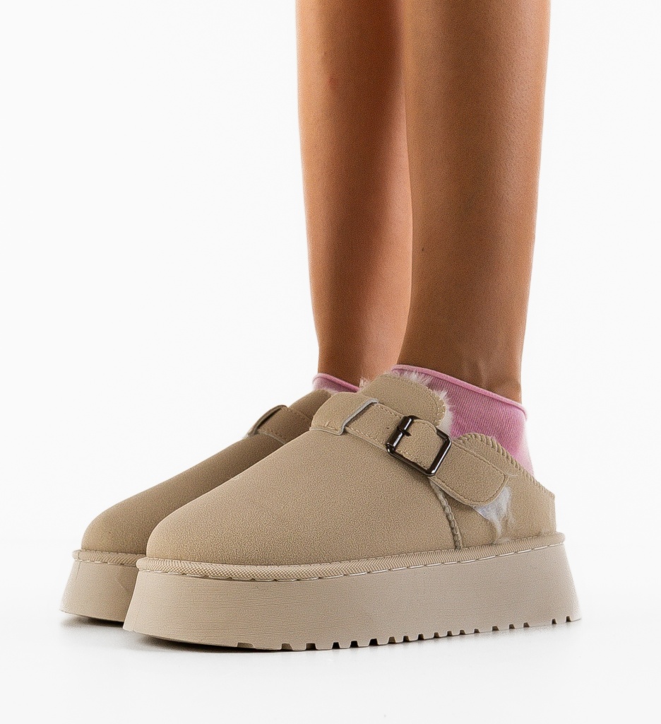 Papuci Byrky Tip Ug Bej - Confort Termic - imagine 3