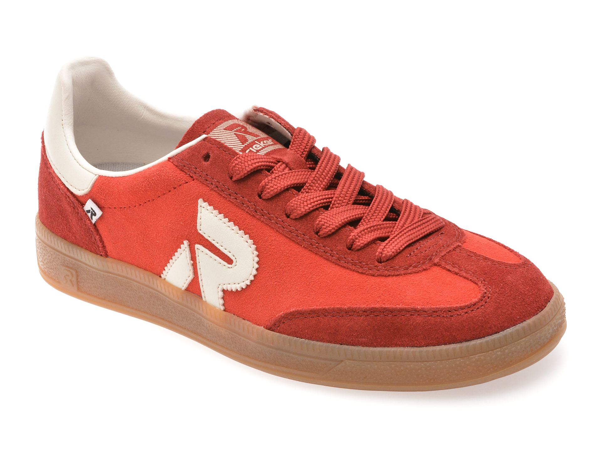 Pantofi Rieker Rosii Sport din Piele Intarsa