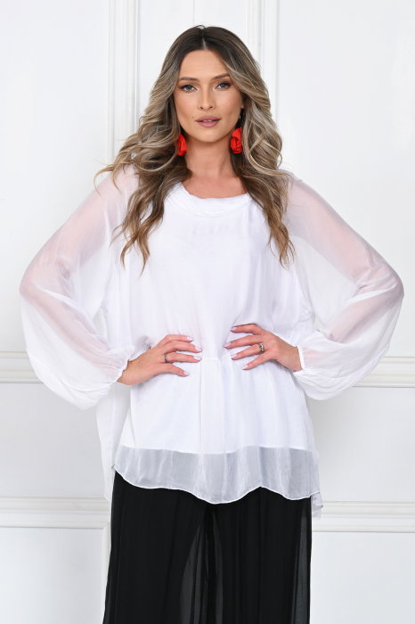 Bluza mătase și viscoză Shopika, lejeră albastră