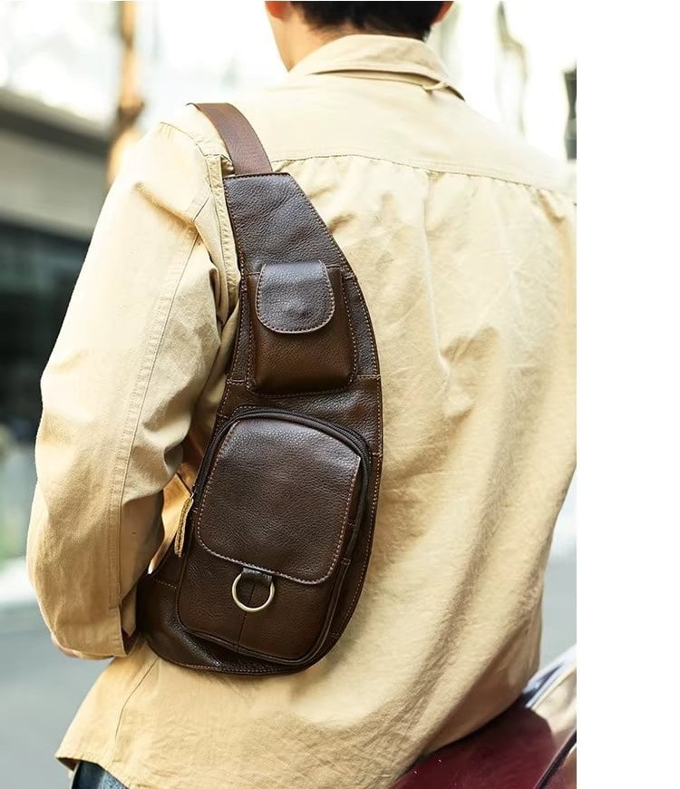 Geanta Barbati Elrohir Piele Naturala Maro - imagine 2