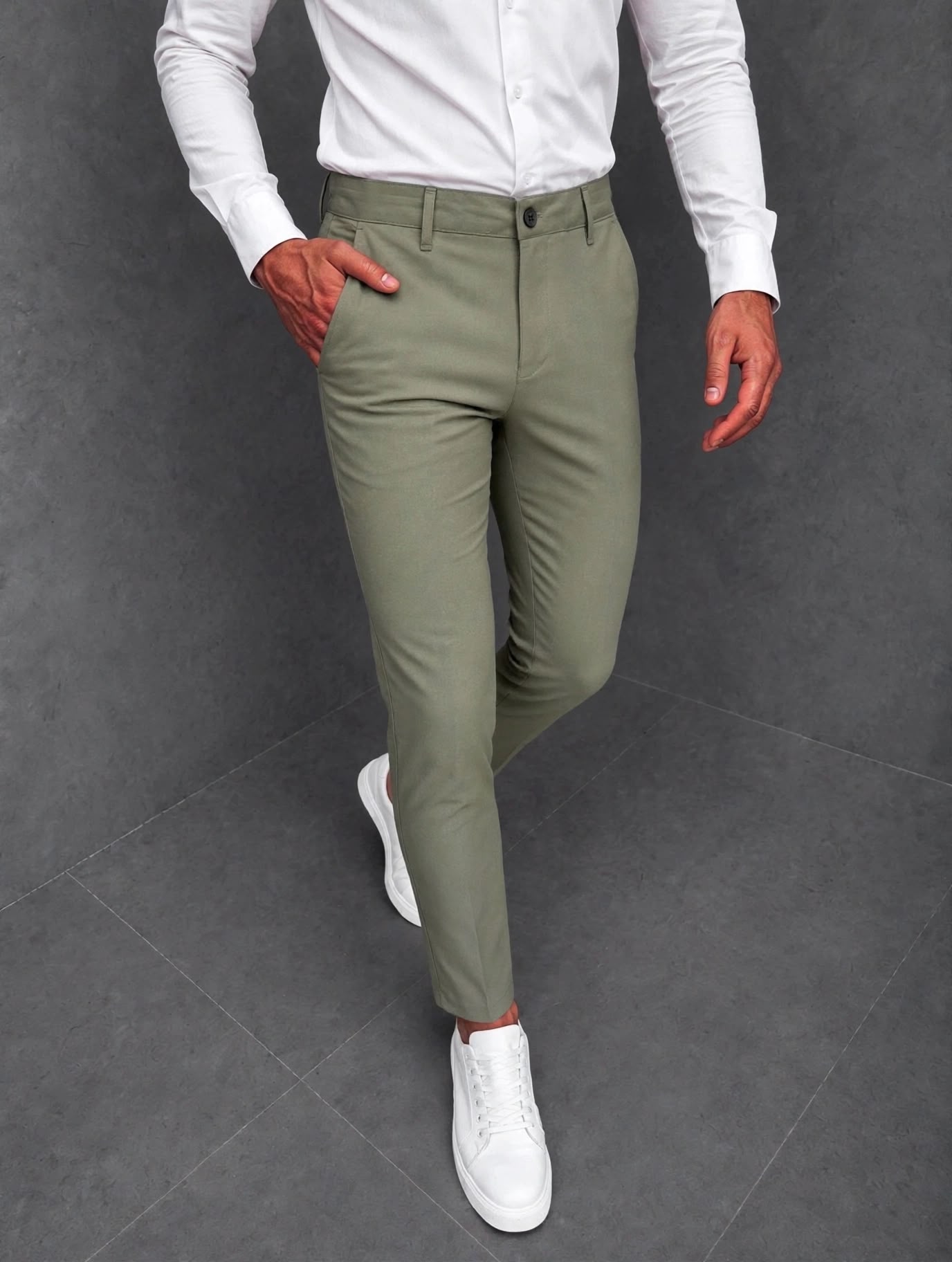 Pantaloni barbati casual kaki C001