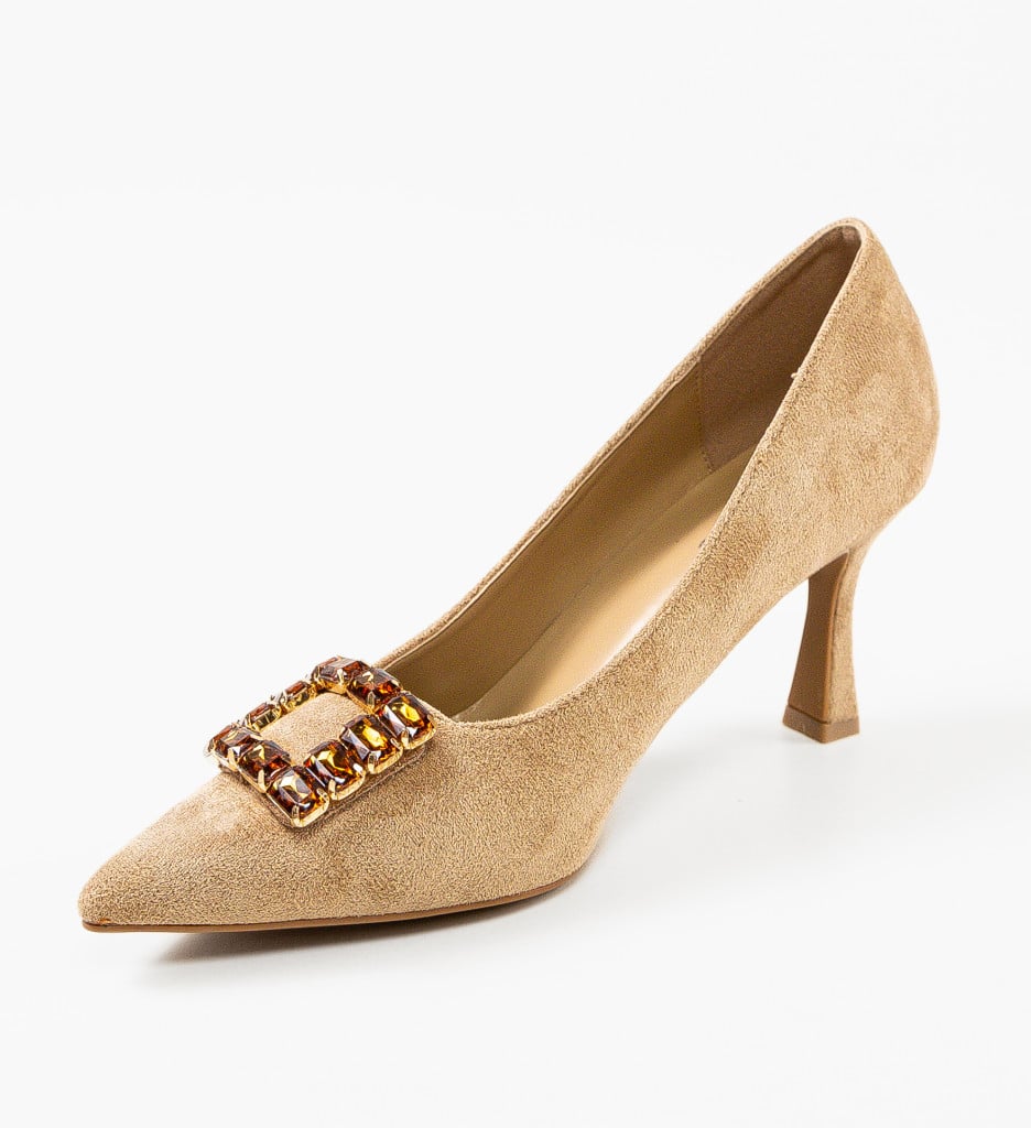 Pantofi Joan Khaki cu Toc Eleganți - imagine 2