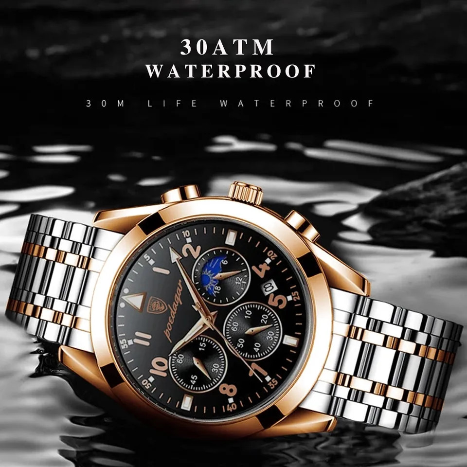 Ceas Barbatesc Poedagar CS1333 Argintiu Rose Gold - imagine 4
