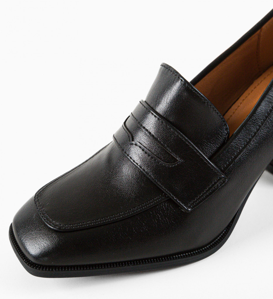 Pantofi Salas Negri Eleganți cu Toc - imagine 10