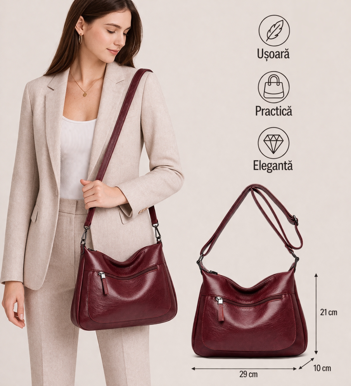 Geanta Dama Delis Consuela GT2117 Bordo - imagine 2