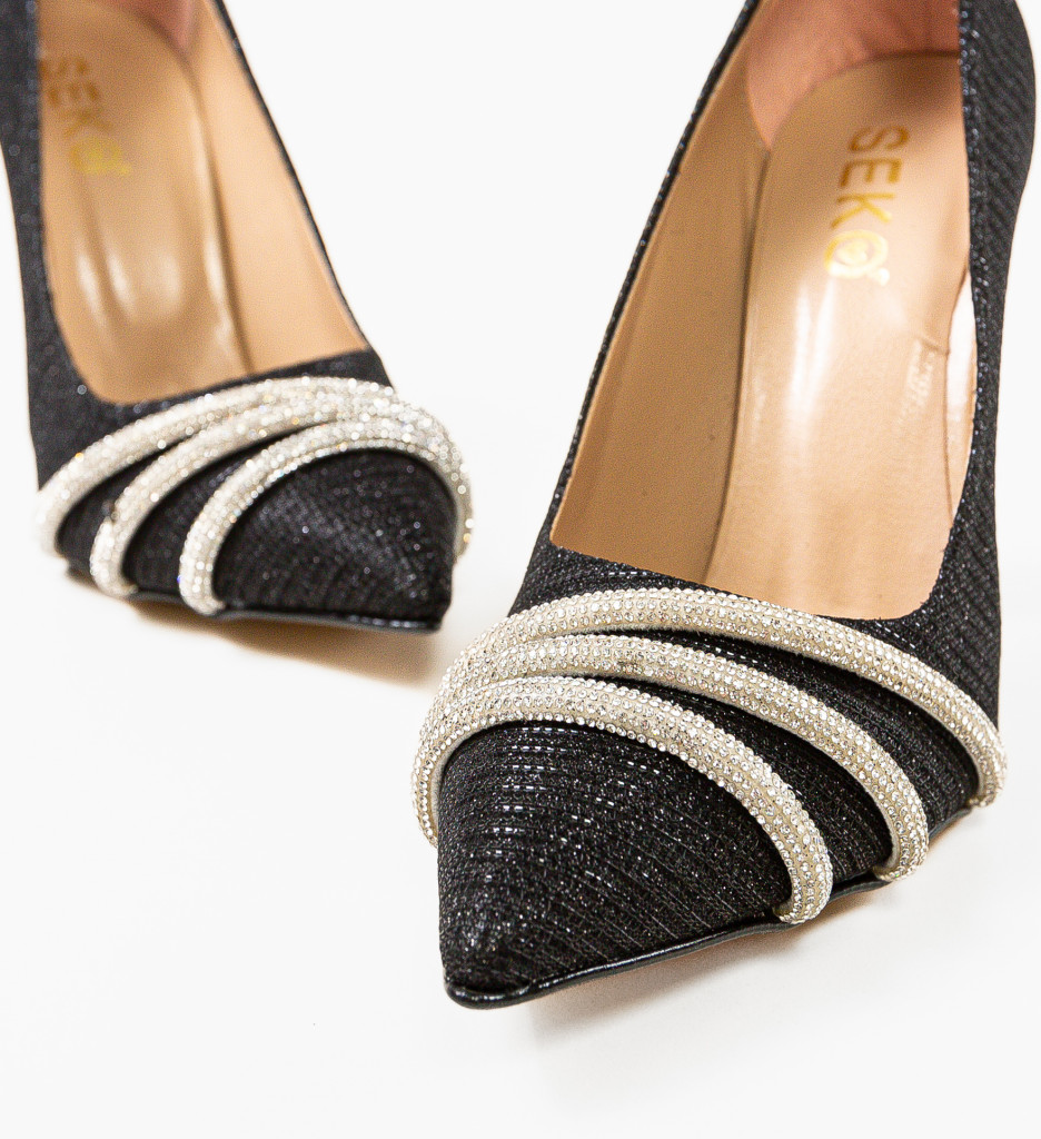 Pantofi cu Toc Jusyne Negri - Eleganță Asigurată - imagine 5