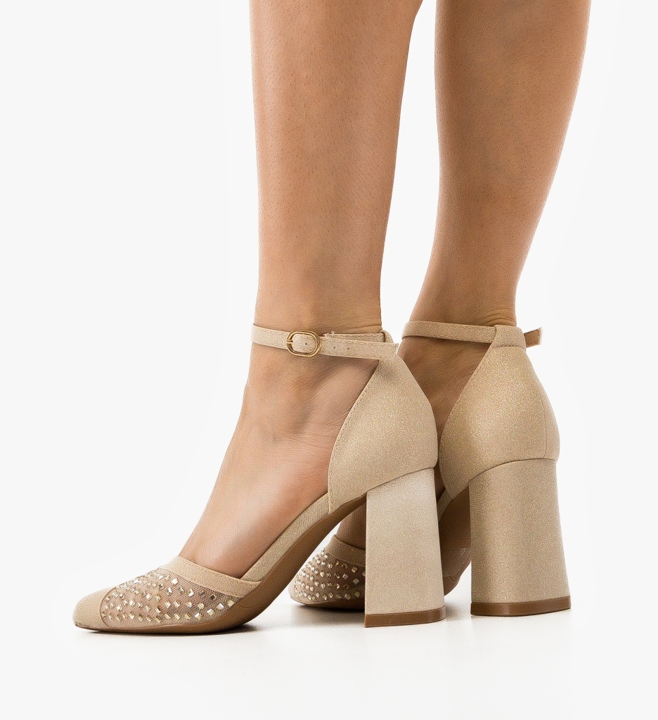 Pantofi dama Nanarys Aurii eleganți - imagine 2