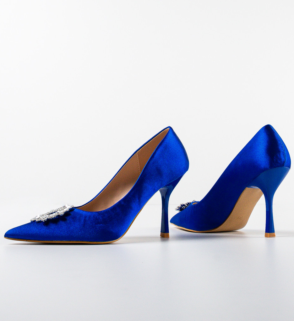 Pantofi Amayah Albastri cu Toc Eleganți - imagine 5