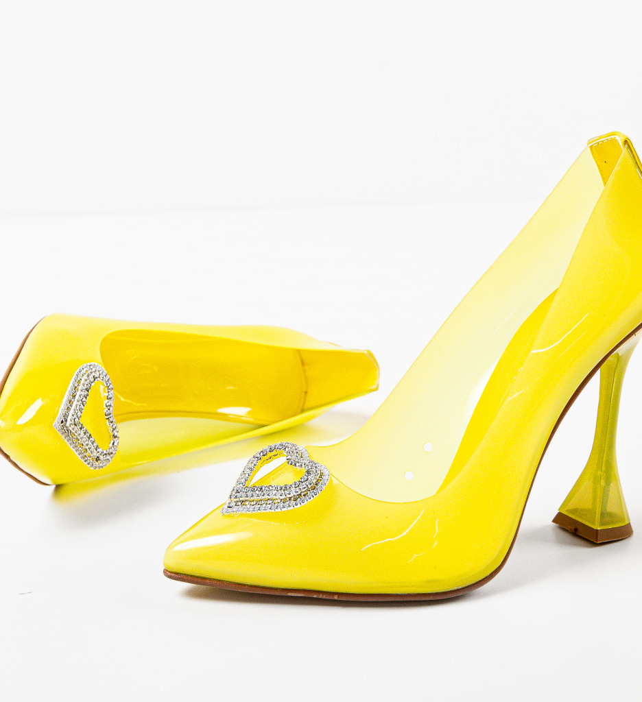 Pantofi Toc Galbeni Eleganți Myhear - imagine 7