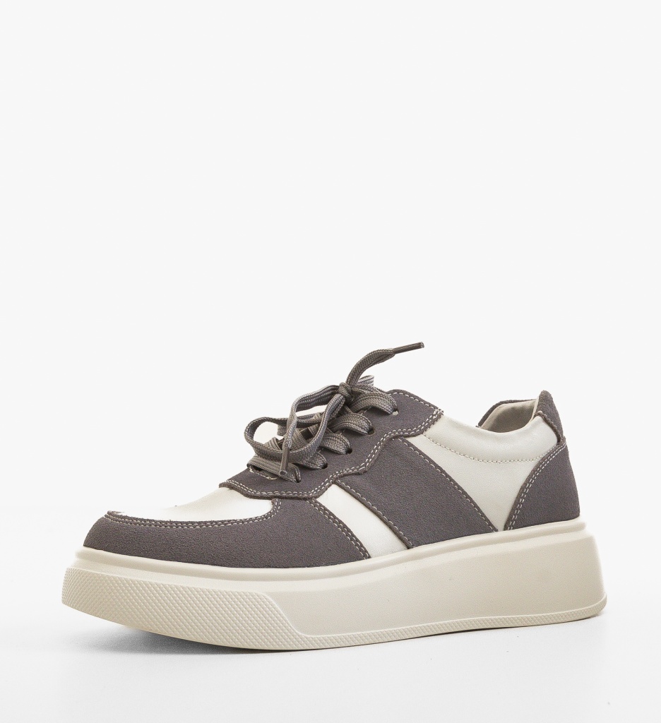 Sneakers Miriam Gri din Piele | Confort & Stil - imagine 4