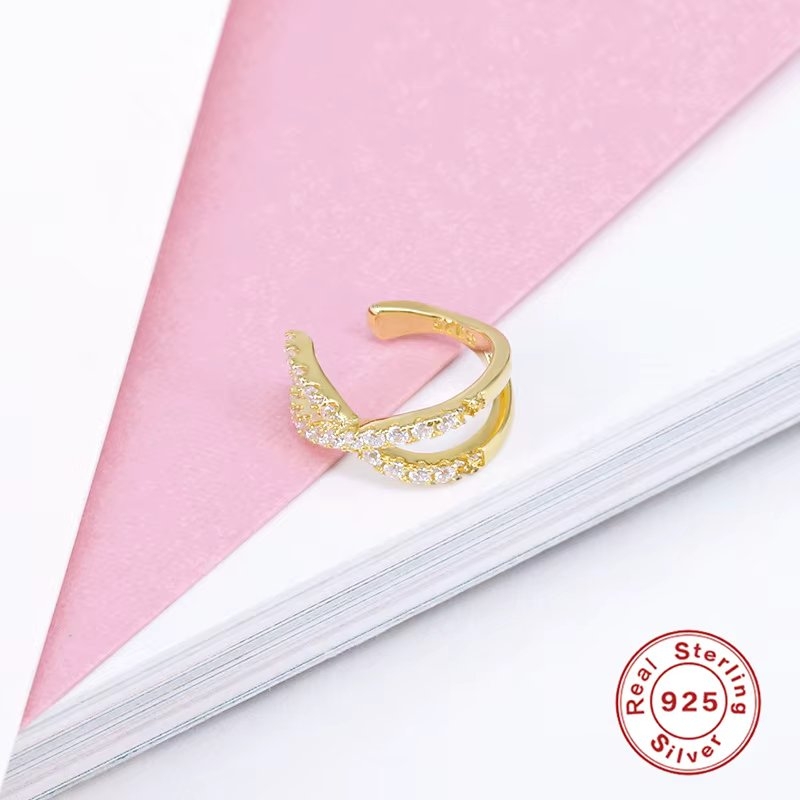 Ear Cuff Argint Delis | Model Aur Incrucisat - imagine 3