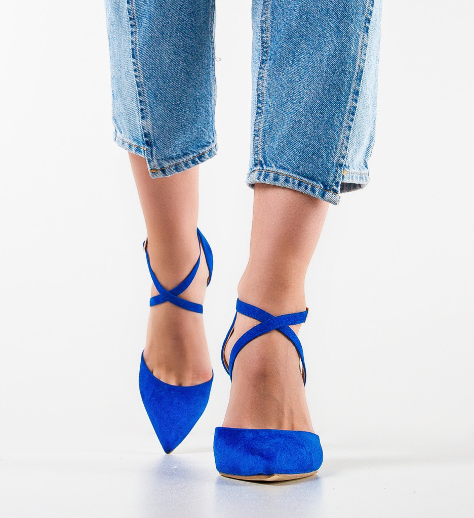 Pantofi Spatio Albastri cu Toc Elegant - imagine 3