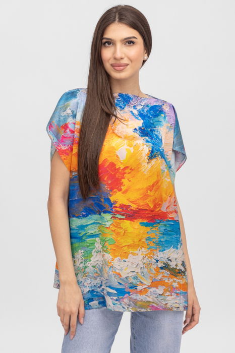 Bluza Poncho Mătase Picturi | Shopika Summer