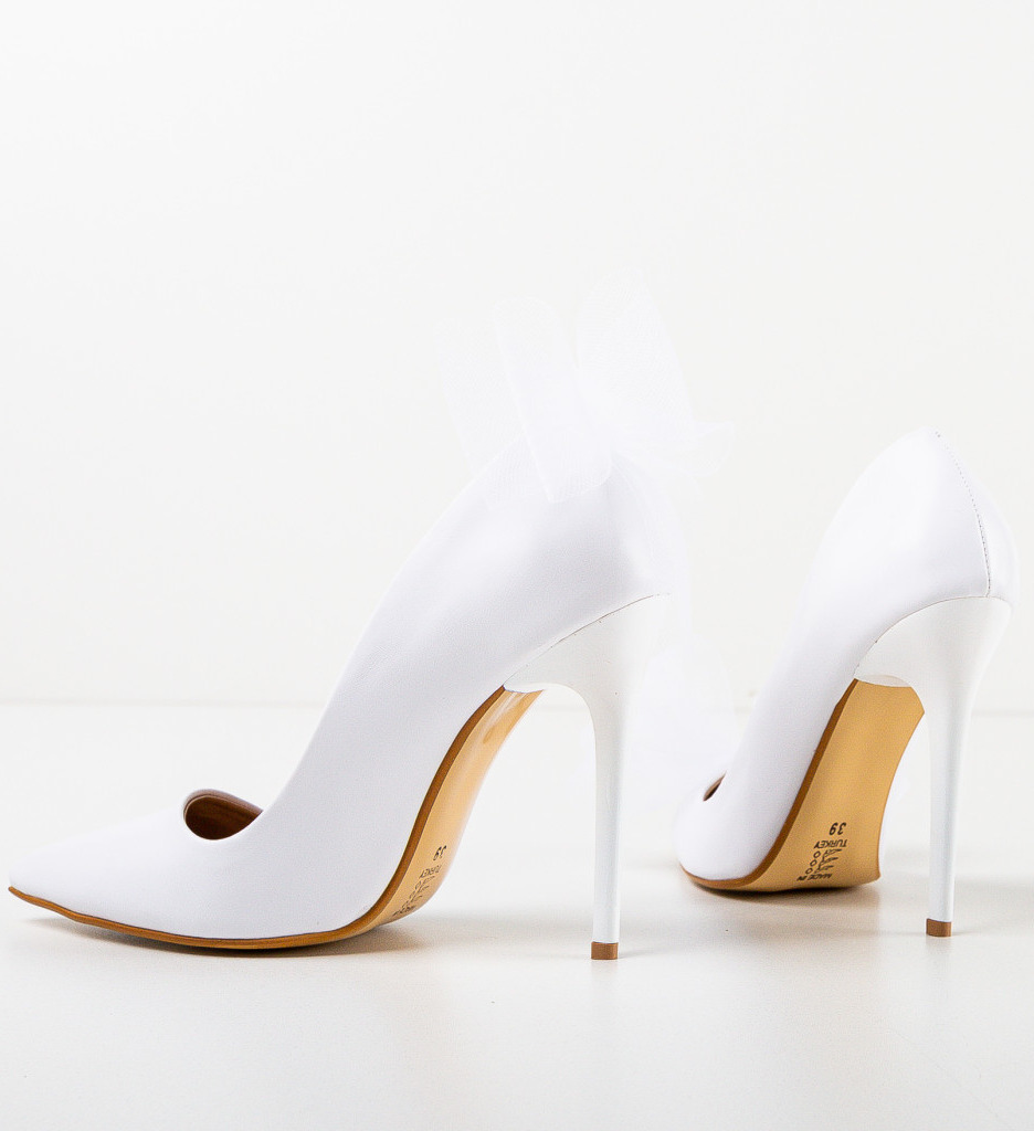 Pantofi Merlyn Albi cu Toc - Eleganță Asigurată - imagine 7